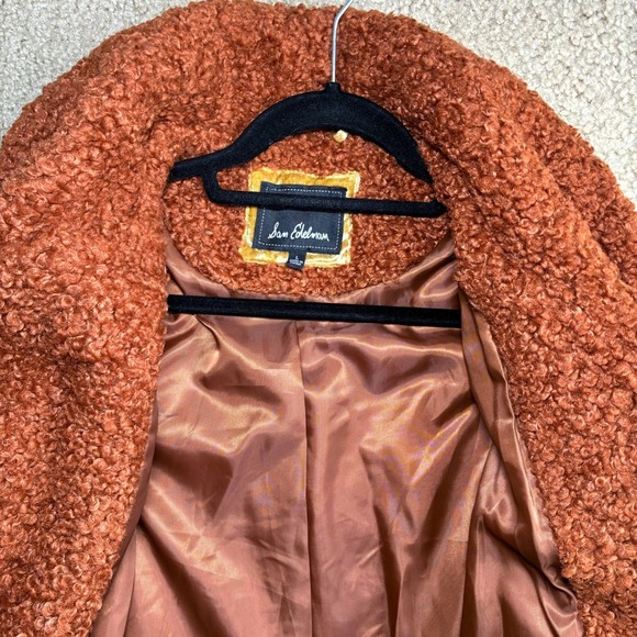 Sam Edelman Anthropologie Teddy Bear Coat Burnt Orange Cozy Sherpa Womens Large - Picture 5 of 9